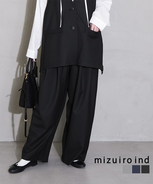 3-260082]mizuiro ind(ミズイロインド) wide tuck PT ワイド