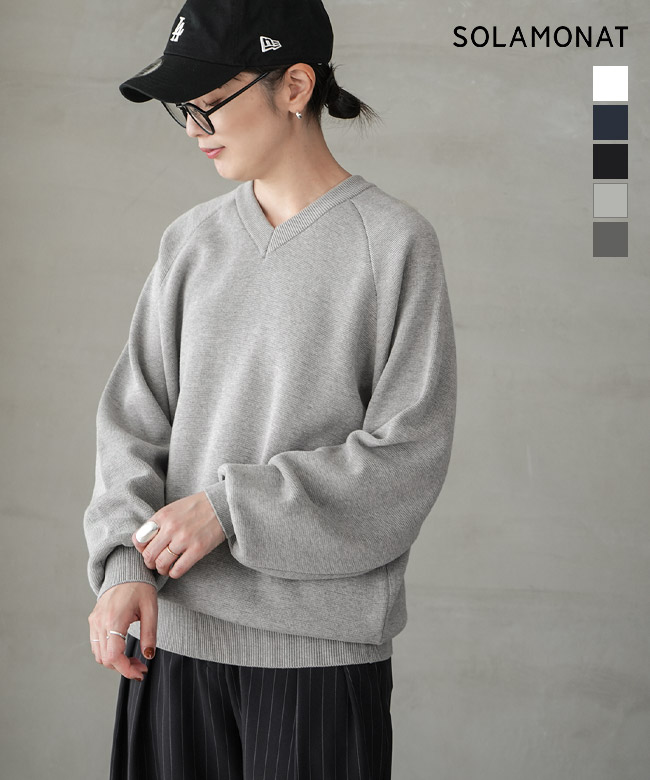 ◇[SMA-KNIT-VPO]SOLAMONAT(ソラモナ) ウエハースニット Vネックプルオーバー トップス レディース