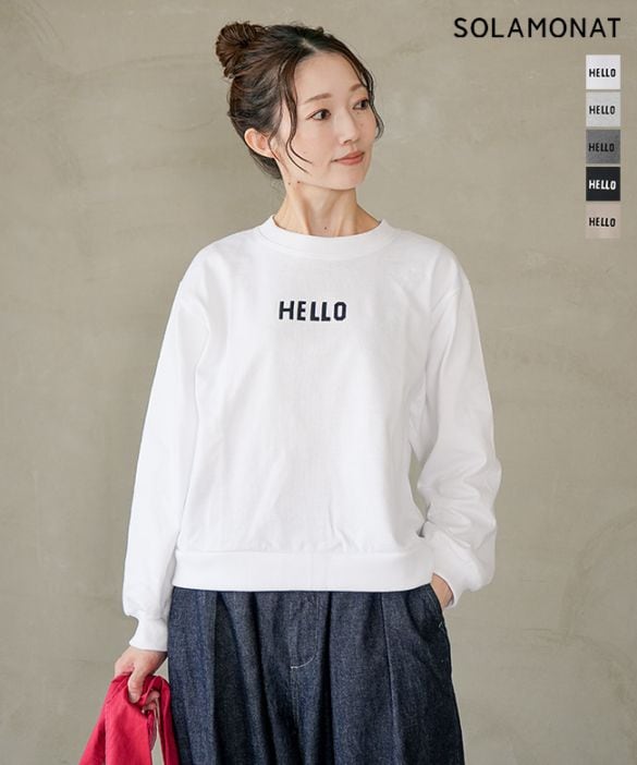 ◇[SMA-PEN-HELLO]SOLAMONAT(ソラモナ) ペンネ天竺 ベーシックプリントスウェット(HELLO) カットソー トレーナー プルオーバー レディース トップス 長袖 ロゴ