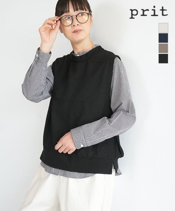 SALE 20%OFF】[p90648]prit(プリット) 17/1空紡天竺×タオルデニム 切替