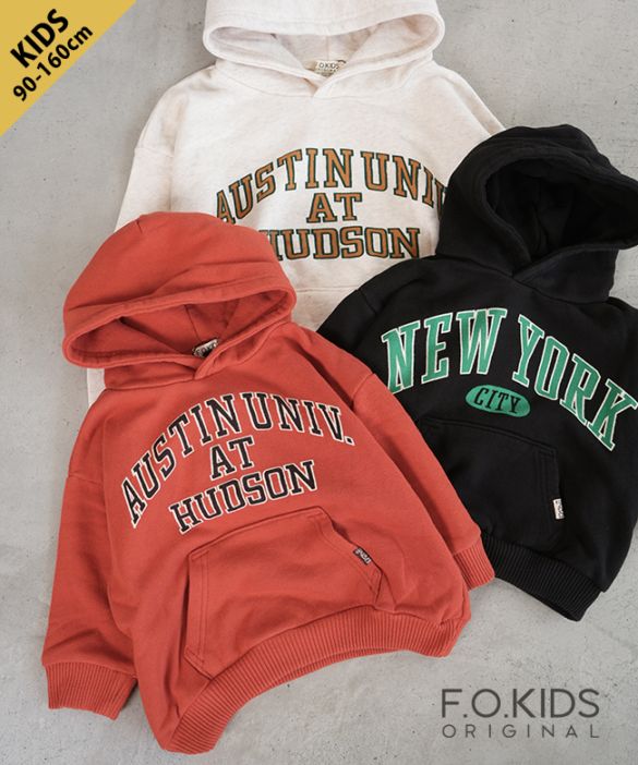 [R412015]F.O.KIDS(エフオーキッズ)カレッジロゴパーカー トップス 裏毛