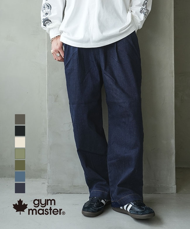 [G621747]gym master(ジムマスター) 10oz ストレッチデニム／カツラギツータックパンツ メンズ ボトムス イージーパンツ デニムパンツ ストレッチデニム 楽