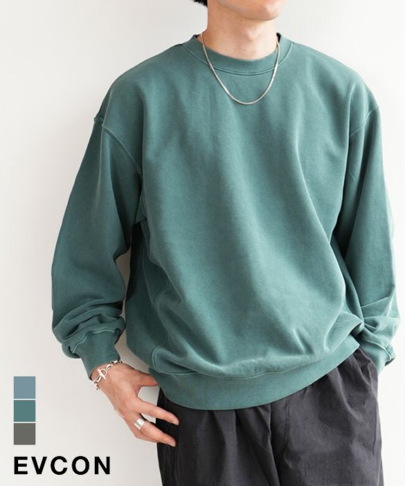[253-91103]EVCON(エビコン) PIGMENT CREW NECK SWEAT ピグメント クルーネック スウェット メンズ トップス カットソー プルオーバー トレーナー 長袖