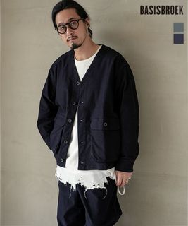 【SALE 30%OFF】BASISBROEK(バージスブルック) ARBREN アルブレン メンズ トップス シャツジャケット カーディガン 長袖 Vネック ノーカラー 無地 セットアップ セール [25207X]