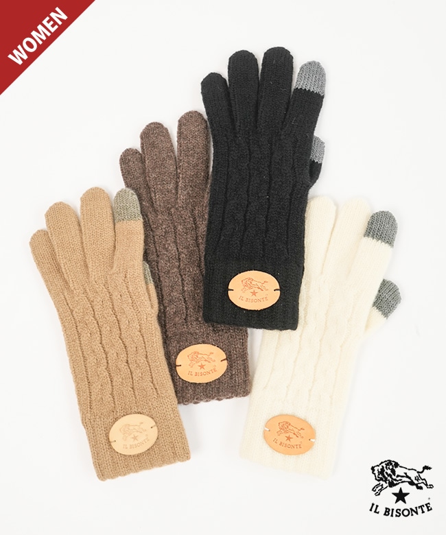 ◇【国内正規販売店】[54252309482]IL BISONTE(イルビゾンテ)【2025 AUTUMN WINTER COLLECTION】ニットグローブ 手袋 五本指【メール便対応可】