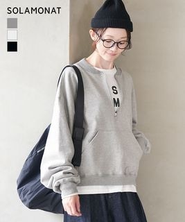 ◇SOLAMONAT(ソラモナ) ふわりと裏毛ハーフジッププルオーバーレディース ジップアップ トップス【日本製】 [SMA-FW-HFZIP]