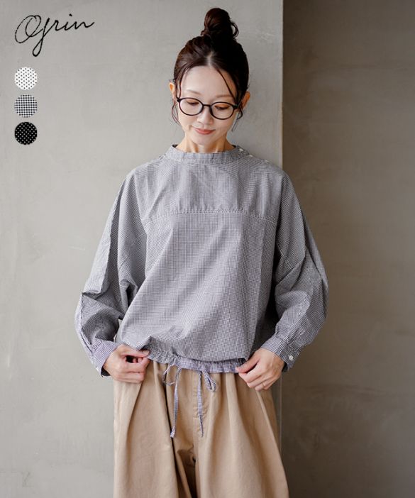 新品未使用　ワイドカラーストレッチブラウス　38 接触冷感/マシンウォッシャブル】プリーツスリーブチュニック