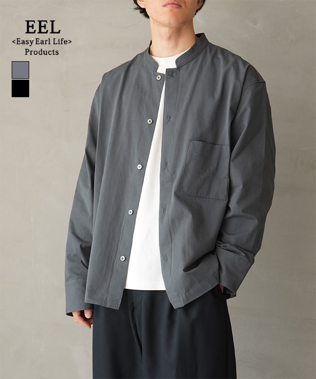 [e-25463] EEL Products (イールプロダクツ) Pon cheeze ポンチーズ シャツジャケットスタンドカラー マオカラー