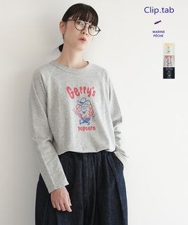【SALE 50%OFF】clip.tab(クリップタブ) M裏毛popcorm pt PO ポップコーンプリントプルオーバー レディース トップス セール [3255C-004]