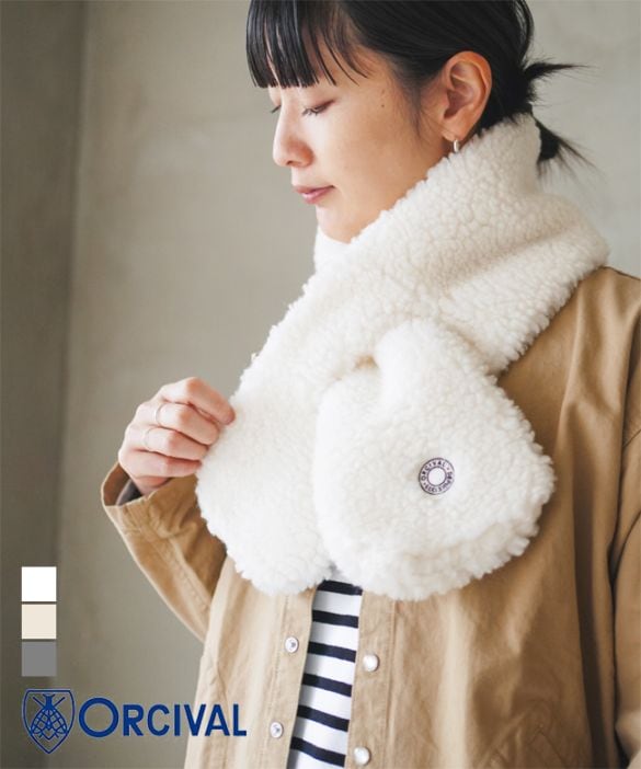OR-H0262BFF]ORCIVAL(オーチバル/オーシバル)ウールボアスカーフ