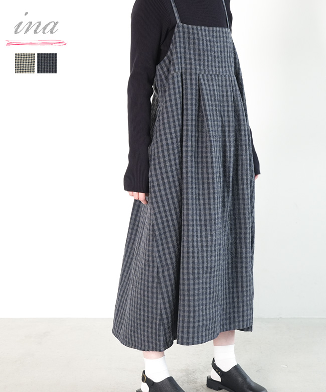 [254120]ina(イナ) 胸切替キャミワンピース レディース キャミソールワンピ ロング丈 マキシ丈