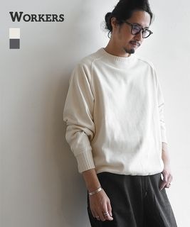 【SALE 30%OFF】Workers(ワーカーズ) Cotton Saddle Shoulder Sweater コットン サドル ショルダー セーター メンズ トップス ニット 長袖 クルーネック セール [2509IB1]