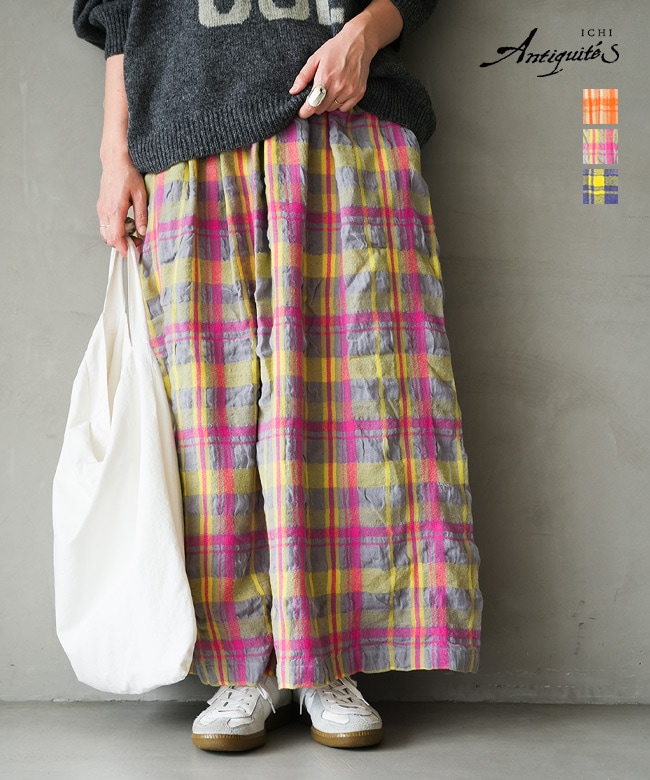 [1100322]ICHI Antiquites(イチアンティークス) TARTAN CHECK SKIRT タータンチェックスカート レディース ボトムス ロング丈