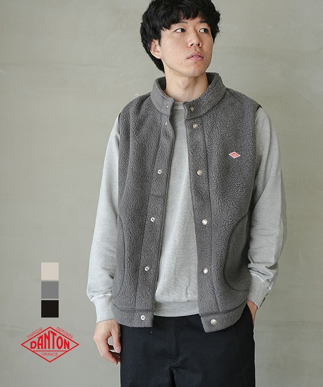 ◇[DT-A0713WNN]DANTON(ダントン) DOUBLE FACE BOA STAND COLLAR VESTT ダブルフェイスボア スタンドカラー ベスト メンズ トップス アウター ボアベスト