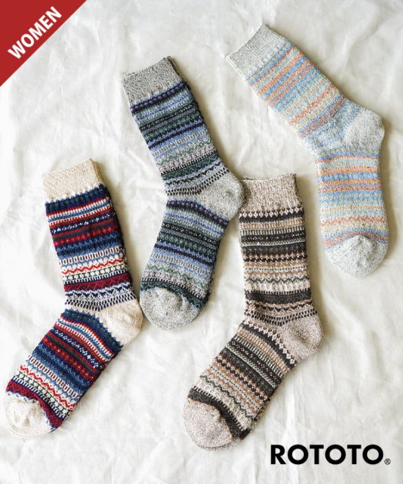 [R1630]ROTOTO(ロトト)NORDIC PATTERN SOCKS ノルディック パターンソックス ジャガード編【メール便対応可】