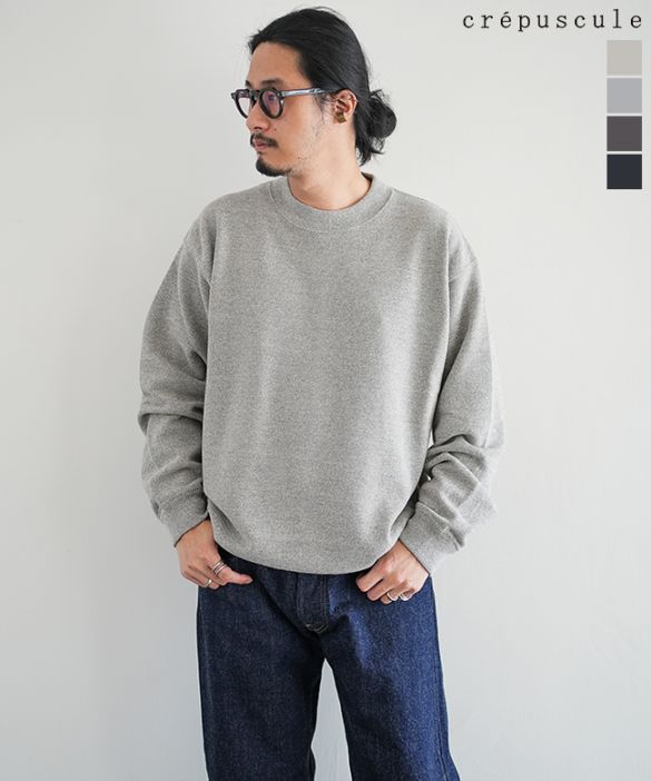 [2503-001]crepuscule (クレプスキュール) Co/Wo Moss Stitch P/O コットン/ウール モス ステッチ プルオーバー メンズ レディース ユニセックストップス 長袖 カットソー クルーネック