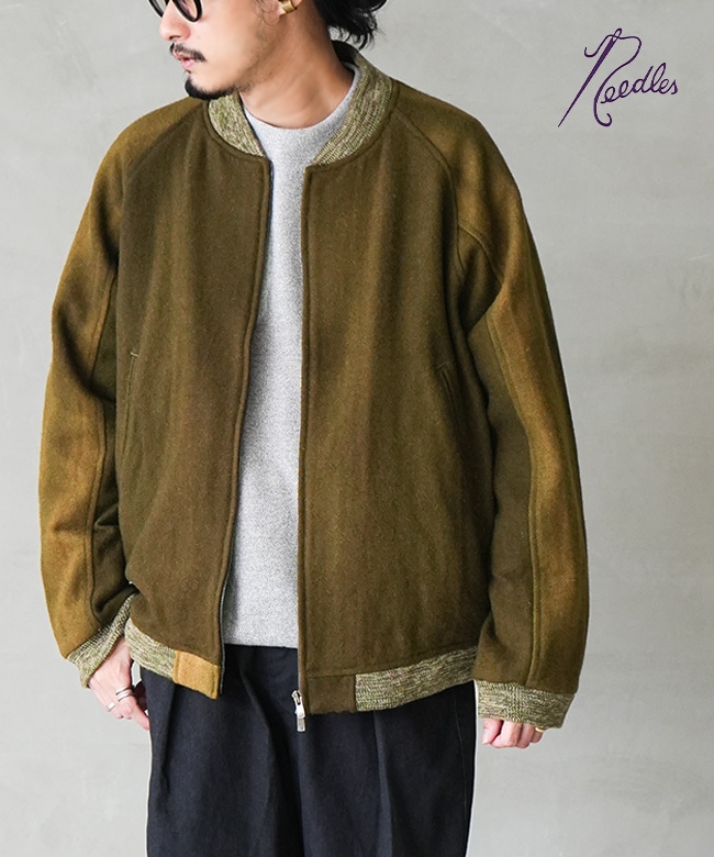 [RW157]NEEDLES(ニードルズ) B.B. Jacket - Wool Uneven Dye ベースボールジャケット  ウール アンイーブン ダイ メンズ トップス ブルゾン ジャンパー ウールジャケット
