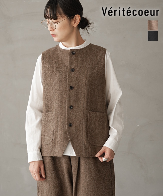 [ST-195]Veritecoeur(ヴェリテクール) WOOLベストウールベスト レディース トップス