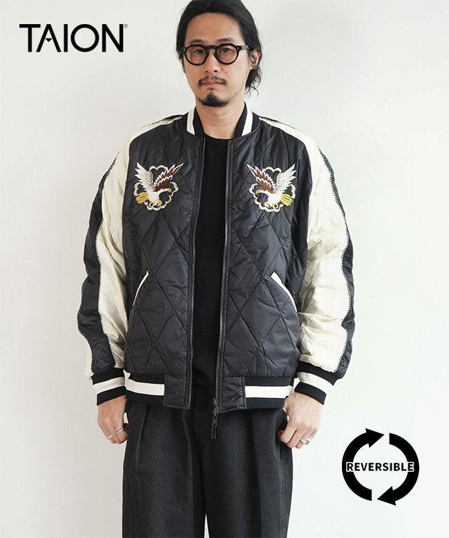 [TAION-JK04JS-N1]TAION(タイオン) ジャパンスペシャル リバーシブル スカジャン ダウンジャケット メンズ レディース ユニセックス ブルゾン スーベニアジャケット