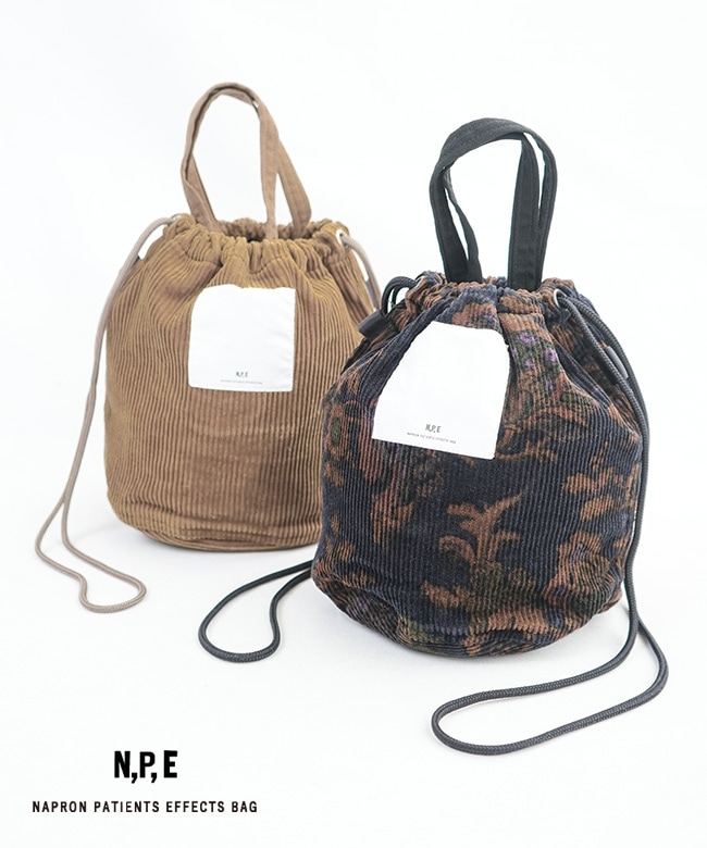 [NPE02-2109]N,P,E/NAPRON(エヌピーイー/ナプロン)CORDUROY PATIENTS BAG -S- 巾着 バッグ ショルダー