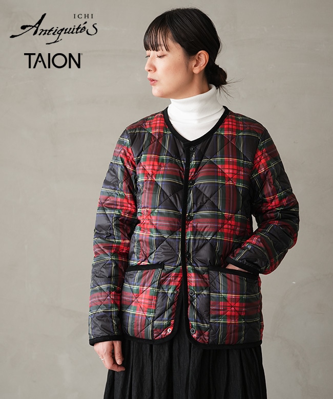 [1100365]ICHI Antiquites(イチアンティークス)×TAION(タイオン)  Inner Down Jacket インナーダウンジャケット TARTAN タータンアウター