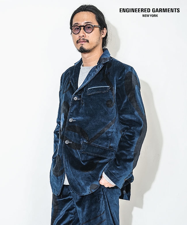 [RV147]ENGINEERED GARMENTS(エンジニアド ガーメンツ) Andover Jacket - Cotton Printed Music Note Velveteen アンドーバージャケット - コットン プリンテッド ミュージック ノート ベルベティーン メンズ トップス セットアップ テーラードジャケット