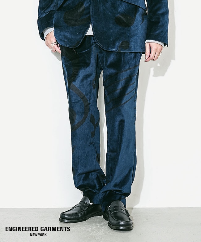 [RV221]ENGINEERED GARMENTS(エンジニアド ガーメンツ) Andover Pants - Cotton Printed Music Note Velveteen アンドーバーパンツ - コットン プリンテッド ミュージック ノート ベルベティーン メンズ ボトムス セットアップ テーパードパンツ