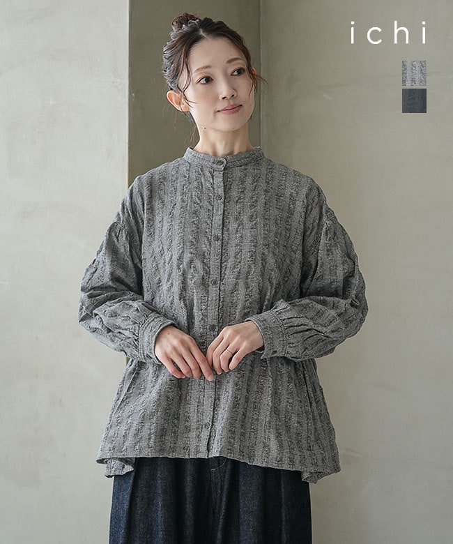 250604]ICHI(イチ) ドビーチェック起毛シャツ レディース トップス