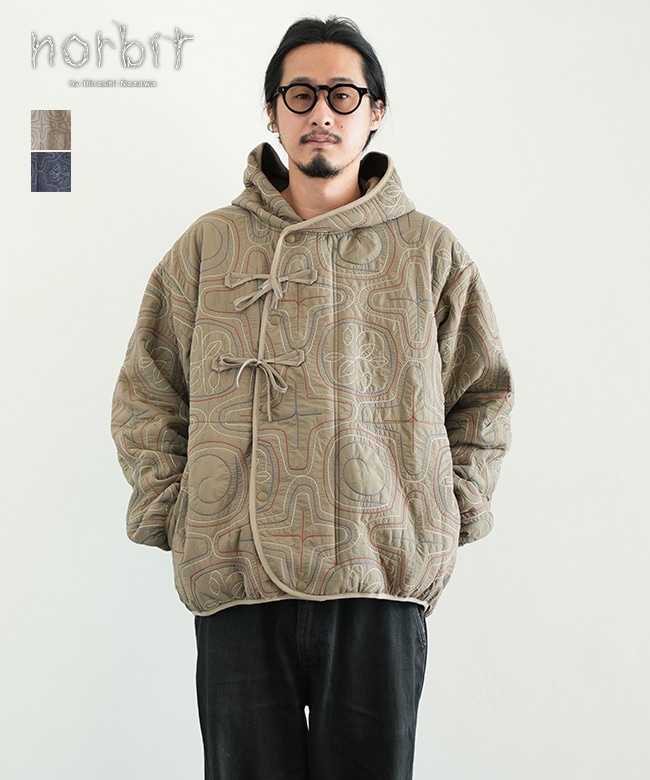 [HNCS-2001]norbit by Hiroshi Nozawa(ノービットバイヒロシノザワ) Ainu quilted hood jacket アイヌ キルテッド フード ジャケット メンズ トップス アウター フーディー パーカー
