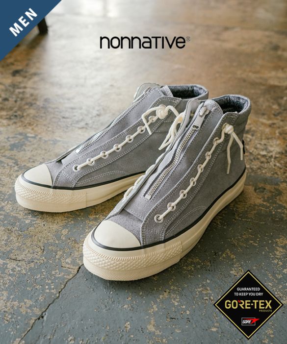 [NN-F4701【替え紐付き】]nonnative(ノンネイティブ) DWELLER TARINNER 2 HI COW LEATHER WITH GORE-TEX by SPINGLE ドウェラー トレーナー2 ハイカット カウレザー ウィズ ゴアテックス バイ スピングル メンズ シューズ スニーカー 靴 レザーシューズ