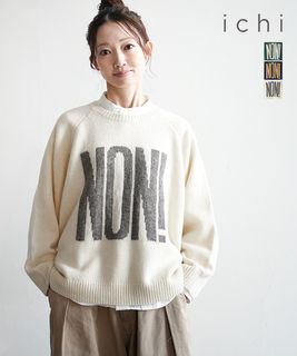 ICHI(イチ) シェットランドウールワイドプルオーバー レディース トップス ウール セーター ニット [250468]