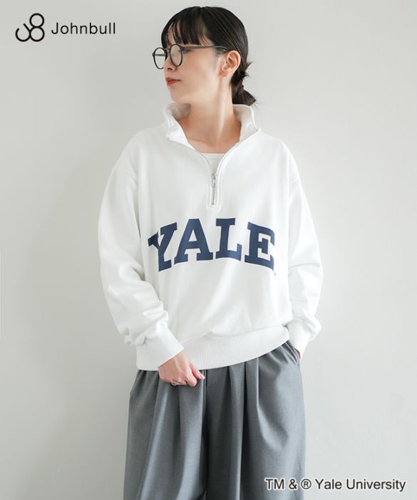 [JT254C12]JOHNBULL(ジョンブル) YALE ハーフジップスウェット プルオーバー トレーナー カットソー 裏毛 レディース メンズ ユニセックス