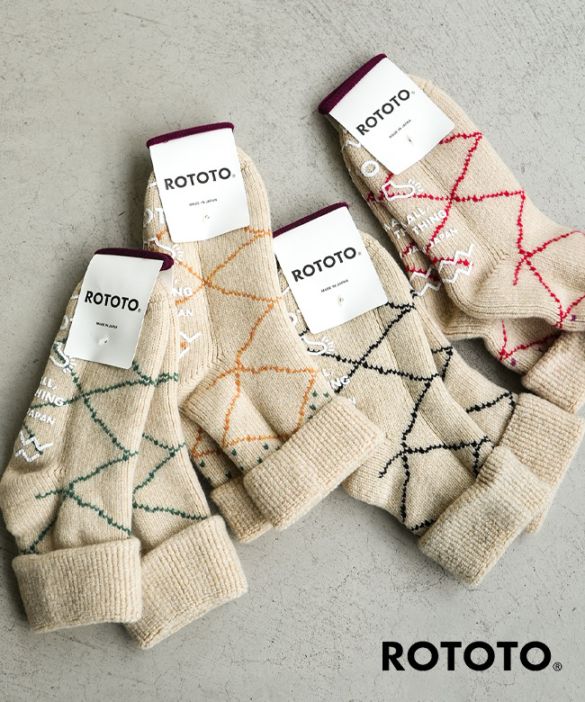 [R1633] ROTOTO(ロトト) メリノラムウール ルームソックス ”ベニワレン” ソックス 靴下 くつした ナチュラル ギフト 贈り物 プレゼント