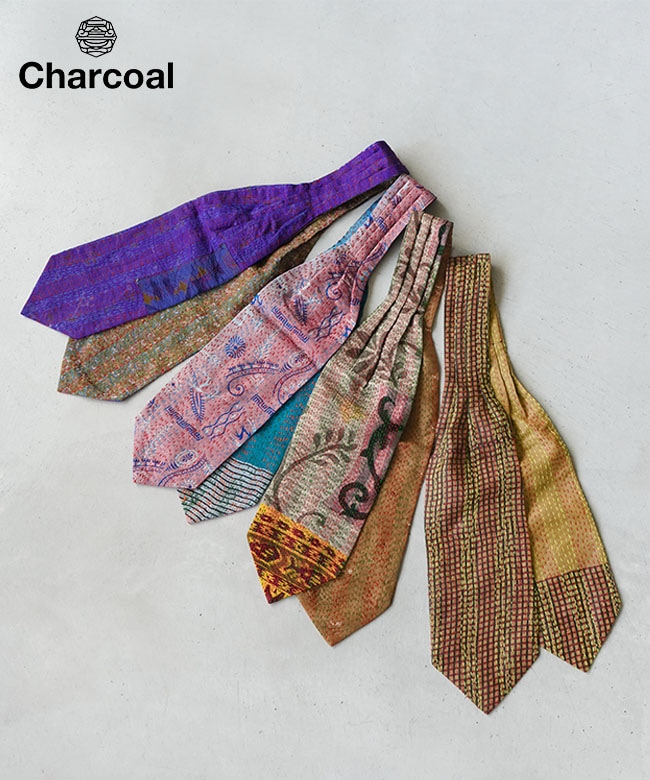 【SALE 50%OFF】[25-50-3-560]CHARCOAL(チャコール) BDV Silk Kantha Ascot アスコット ネクタイ メンズ 雑貨 セール