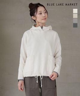 [B-513018]BLUE LAKE MARKET(ブルーレイクマーケット) AZUMA裏毛ドロストフーディー プルオーバー トップス パーカー スウェット カットソー
