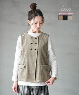 【SALE 20%OFF】[255109]ina(イナ) ダブル釦後ろベル付きベスト レディース トップス セール