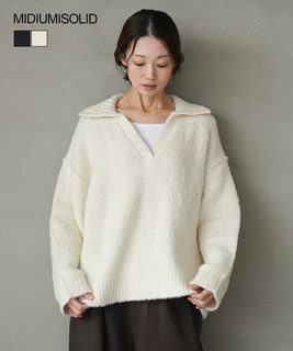 【SALE 20%OFF】[4-125144]MIDIUMISOLID(ミディウミソリッド)  feather yarn skipper PO フェザーヤーンスキッパープルオーバー  トップス レディース セール