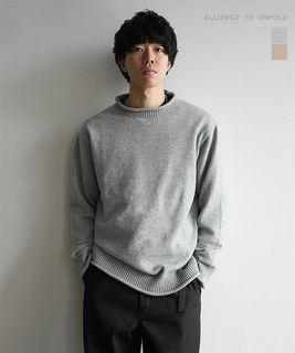 【SALE 30%OFF】ALLOWED TO UNFOLD(アロウドトゥアンフォールド) TECH LAMB ROLL CREWNECK KNIT テックラム ロールクルーニット メンズ トップス セーター 長袖 セール [0703-55300]