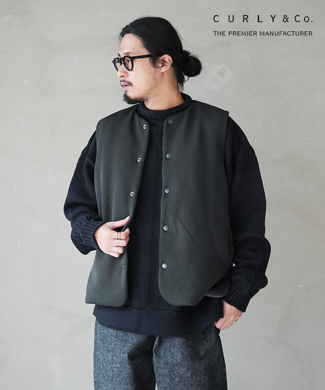 253-601111]Curly&Co.(カーリー) DOTTED LINE KNIT VEST ニットベスト