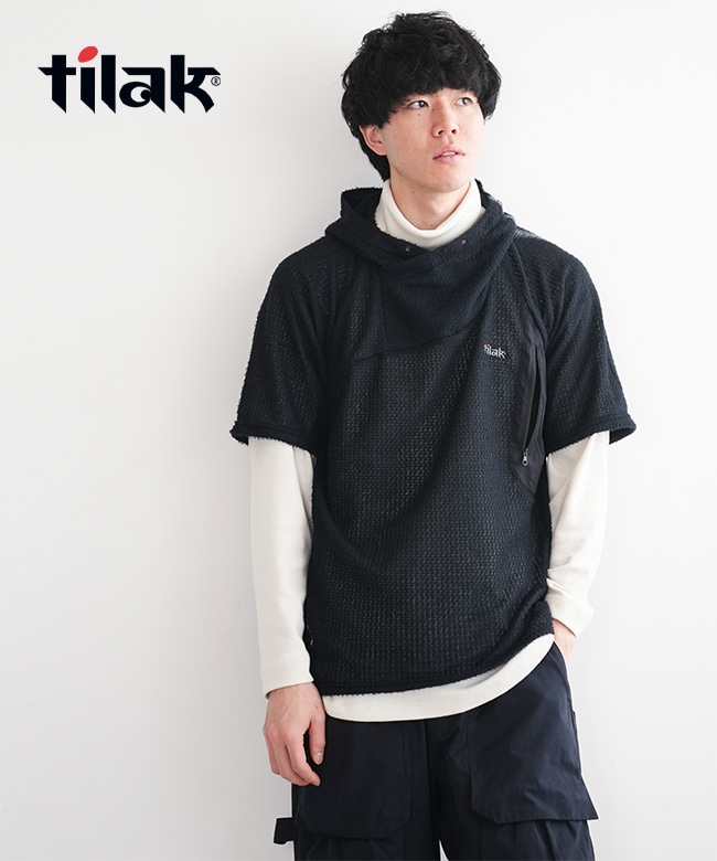 [25AW-30140]Tilak(ティラック) Murun Hooded Shirt ムルン フーデッドシャツ メンズ トップス プルオーバー パーカー 半袖 レイヤード フード カットソー ミッドレイヤー
