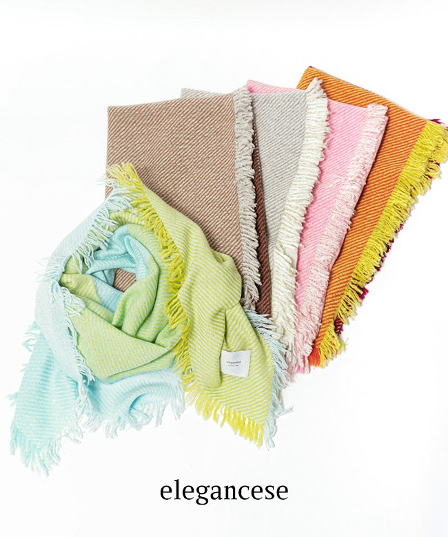 224400310]elegancese(エレガンセーゼ) Square fringe scarf スクエア