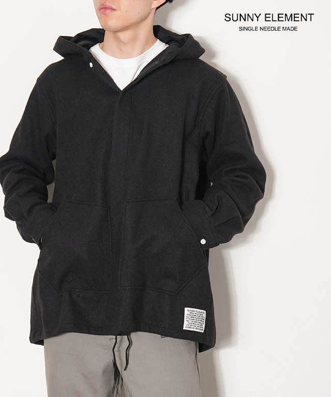 [S-043-bk]SUNNY ELEMENT(サニーエレメント)Grove Shirt/Wool Silk(グローブシャツ/ウールシルク) メンズ トップス ボタンシャツ シャツジャケット フード パーカー