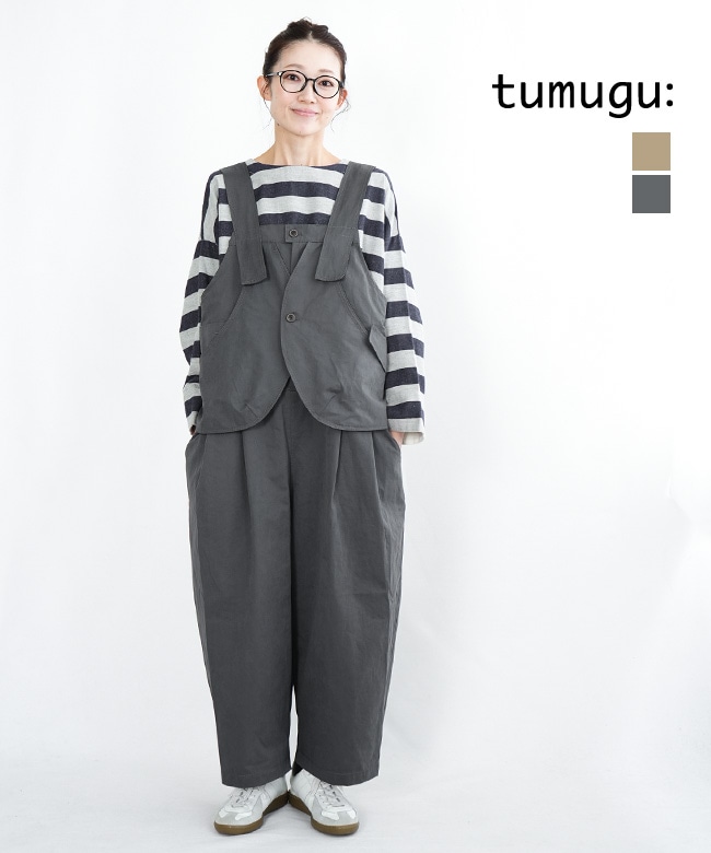 TB25433] tumugu(ツムグ) コットンナイロンサロペット レディース