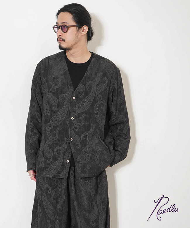 [SX261]NEEDLES(ニードルズ) V Neck Shirt - Rayon Paisley Jacquard Vネックシャツ-レーヨンペイズリージャガード メンズ シャツ