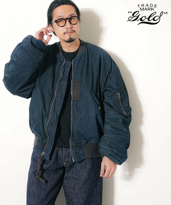 アメリカ×ジャパンさま GL15855H]gold(ゴールド) CLIMASHIELD PADDING 10oz. DENIM MA-1
