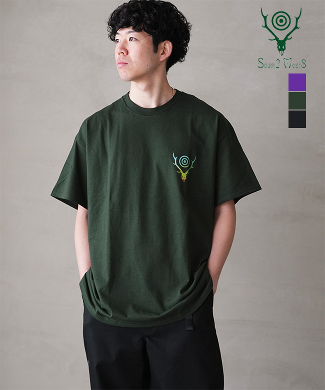 [SX751]South2West8(サウスツーウエストエイト)S/S Crew Neck Tee - S&T Gradation ショートスリーブクルーネックTシャツ スカル＆ターゲットグラデーション【メール便対応可】