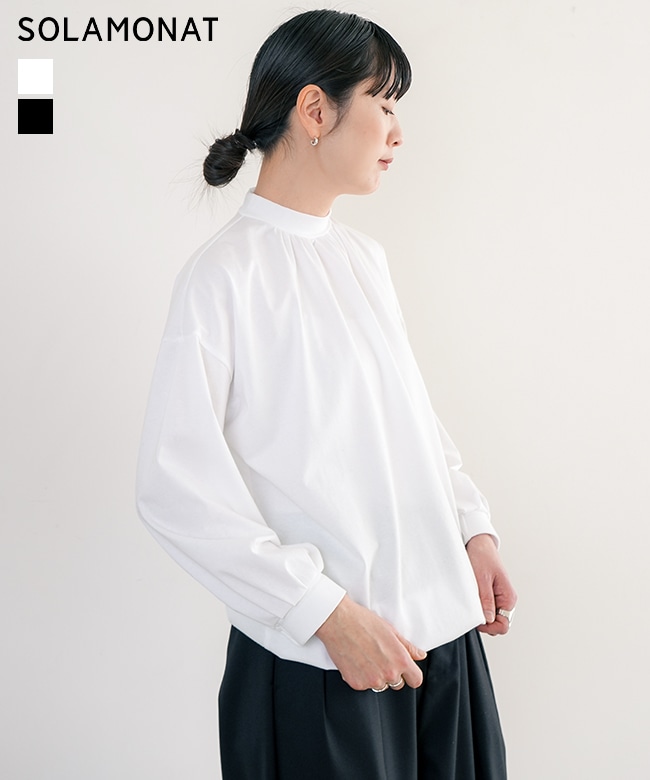 ◇[SMA-JT-HCD]SOLAMONAT(ソラモナ) ジェラート天竺 ハイネックドロストプルオーバー カットソー トップス【日本製】