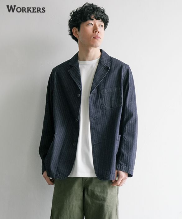 [2601ie2]WORKERS(ワーカーズ) Indigo Herringbone Lounge Jacket インディゴヘリンボーン ラウンジ ジャケット ライトアウター メンズ