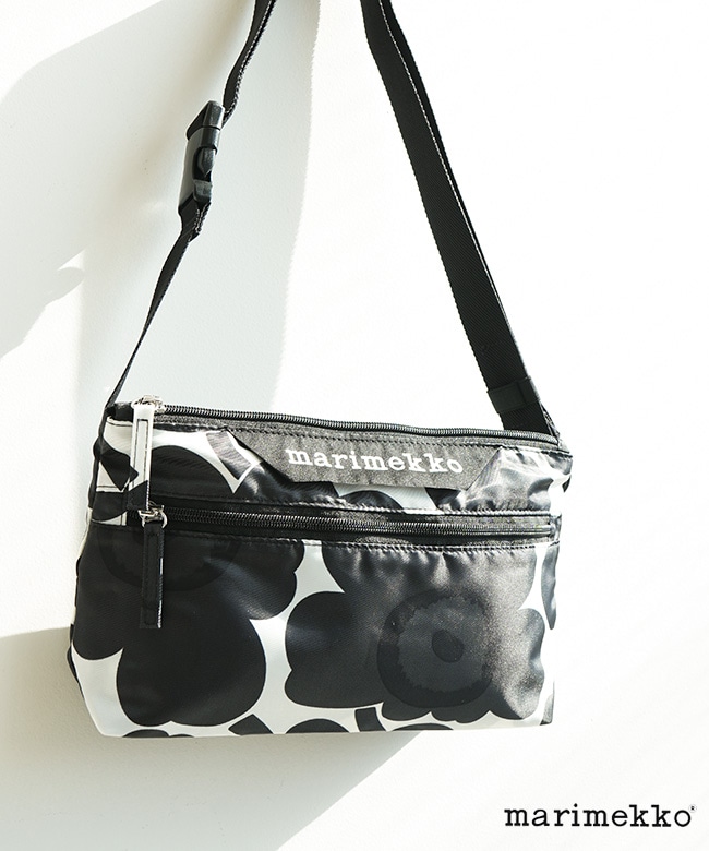 【国内正規販売店】[52263295250]marimekko(マリメッコ) Neat Crossbody Unikko S ショルダーバッグ ミニ コンパクト ウニッコ モノトーン 花 ウエストポーチ サコッシュ