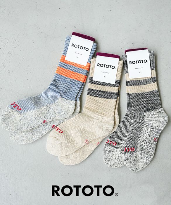 [R1589]ROTOTO(ロトト)PILE STRIPE MARL SOCKS パイルストライプ マールソックスユニセックス【メール便対応可】